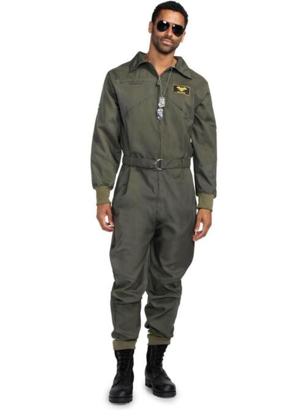 Tipsy Elves Pilot Jumpsuit Costume Army Green Adult Medium Halloween NIP